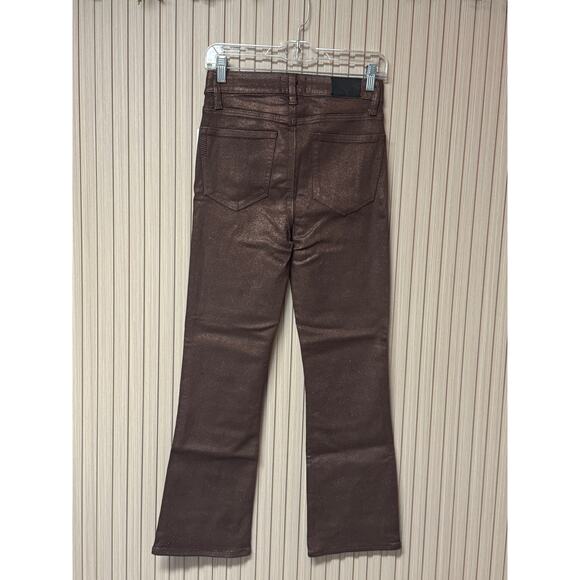 PAIGE Claudine Bronze Shimmer Luxe Coating Ankle Flare Jeans Size 26 - Picture 16 of 16